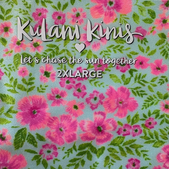 Kulani Kinis Floral Scallop Bikini Set 2XL Pink Green - Picture 2 of 4